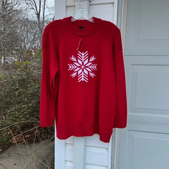 Talbots Sweaters Nwt Talbots Fun Red White Snowflake Long